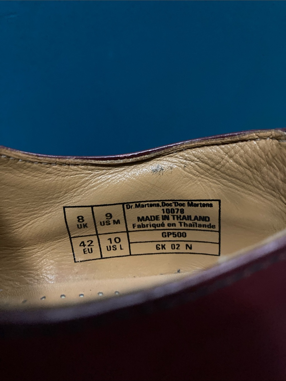 Dr. Martens Burgundy 3-Eye Derby Shoes - Picture 5 of 7